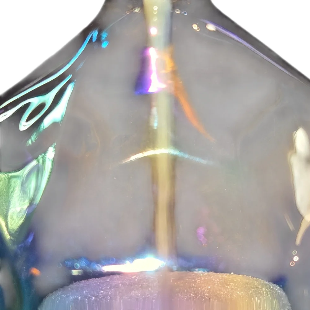 Iridescent Blown Glass & White Sand Hexagonal‎ 